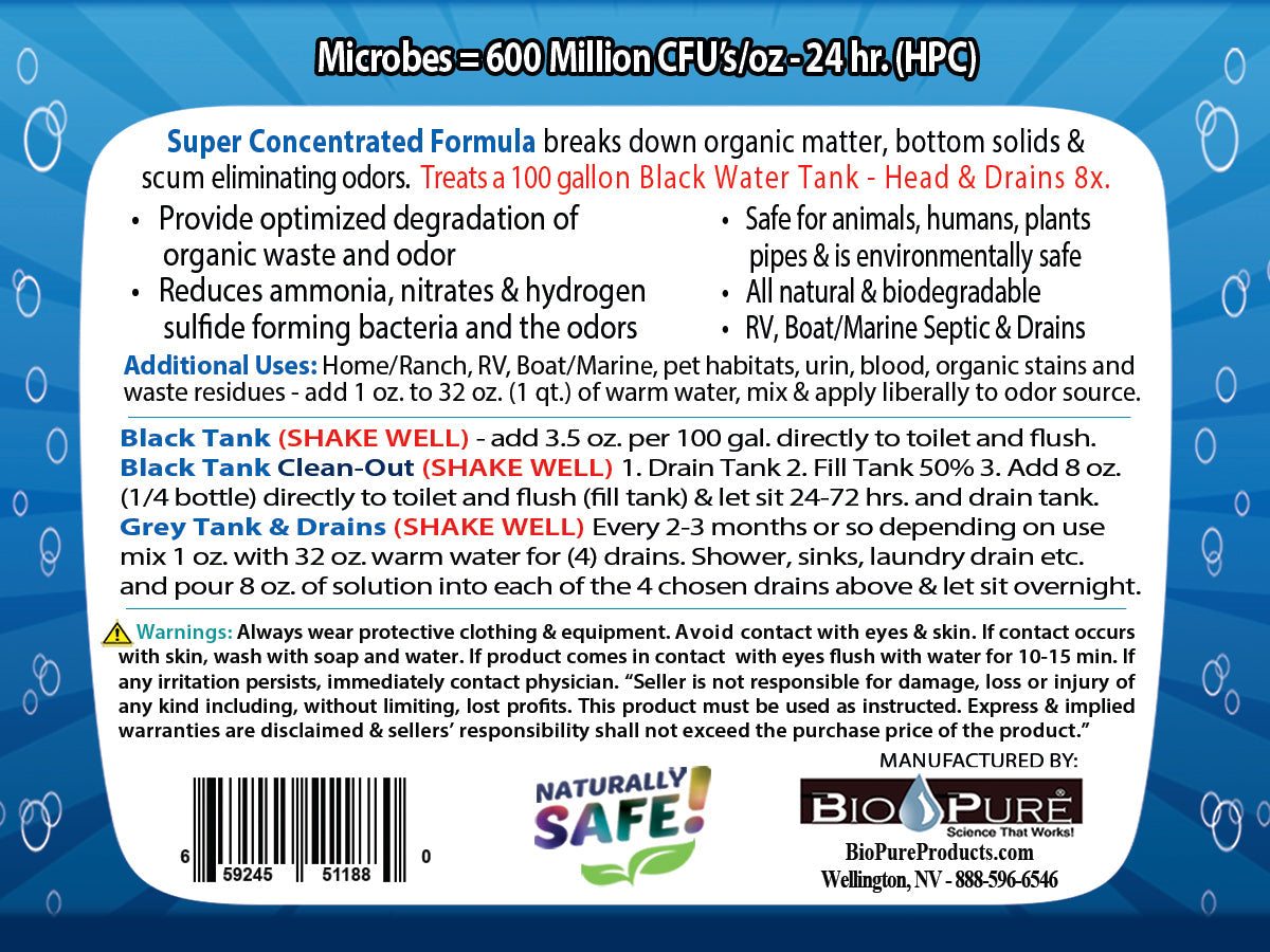 Bio-Pure Boat / Marine Septic Tank & Bilge CONCENTRATE 32 oz. - 8