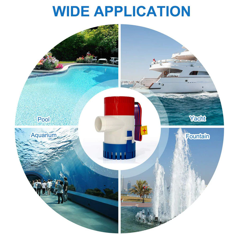 1100GPH 12V Electric Marine Submersible Bilge Sump Water Pump For Boat