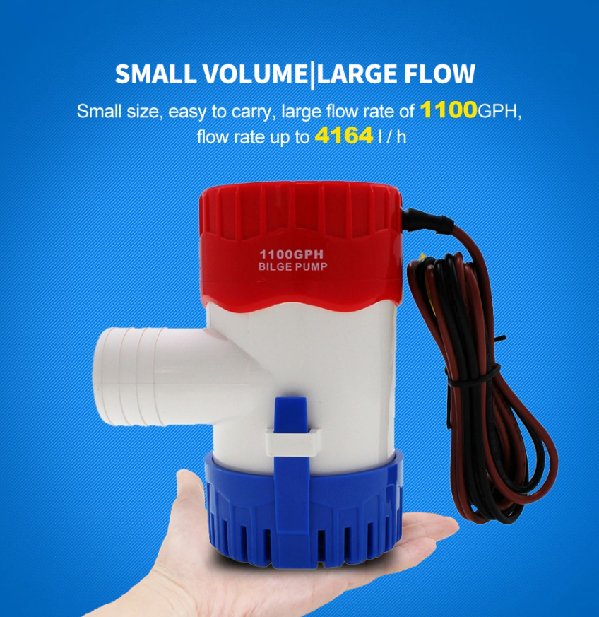 1100GPH 12V Electric Marine Submersible Bilge Sump Water Pump For Boat