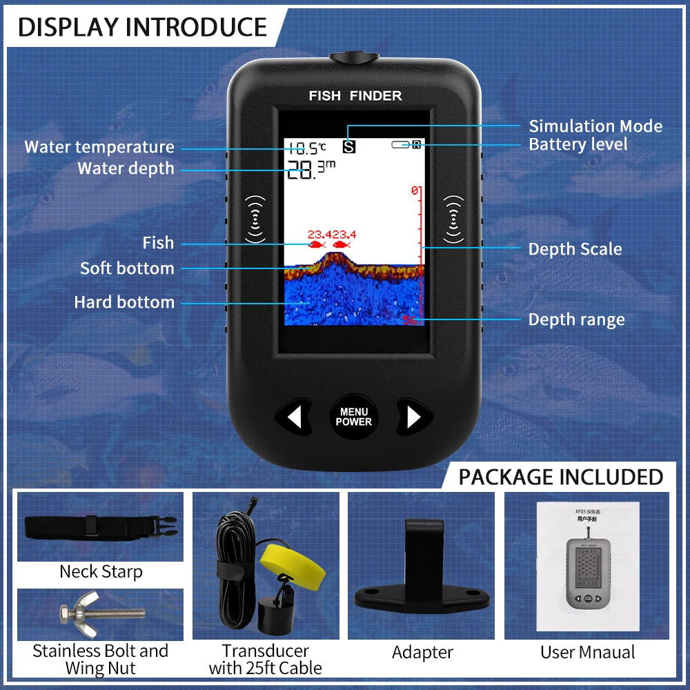 Portable Fish Finder Water Depth Echo Sounder Handheld Sonar