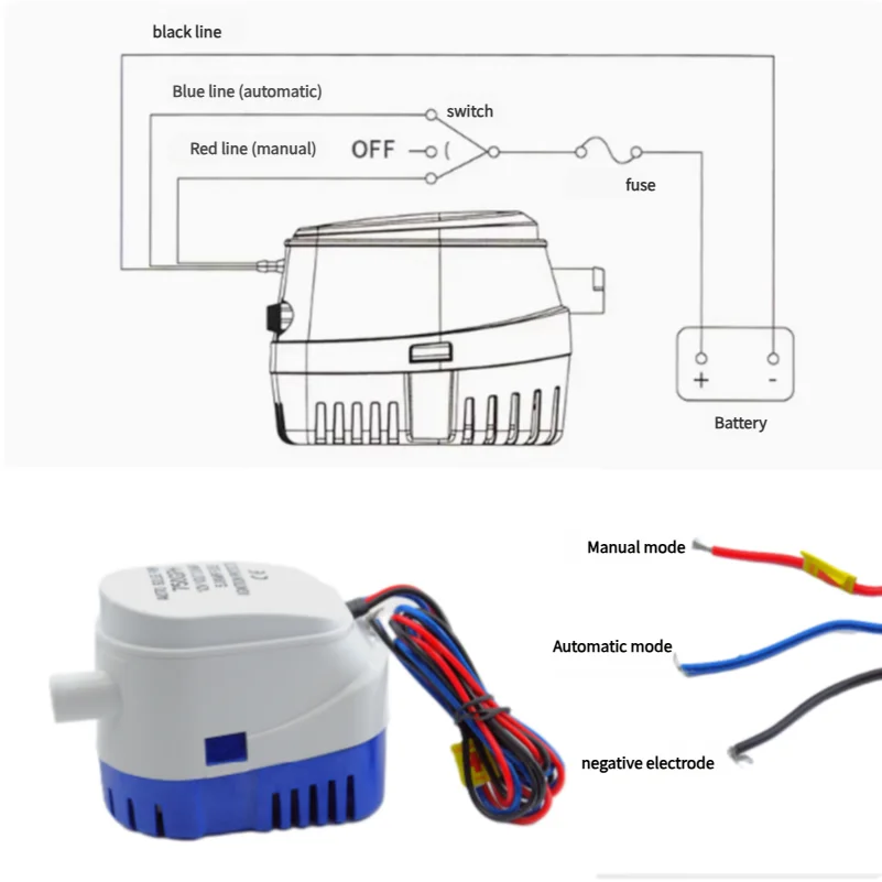12V/24V Auto Bilge Pump 600-1100GPH