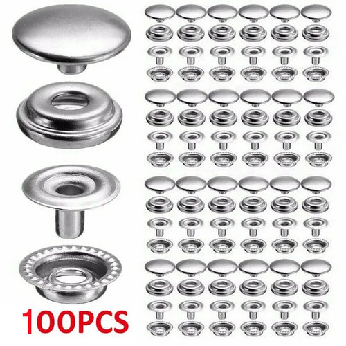 100pcs 15mm Snap Kit - 25 Sets Marine Grade Snap Fastener Stainless