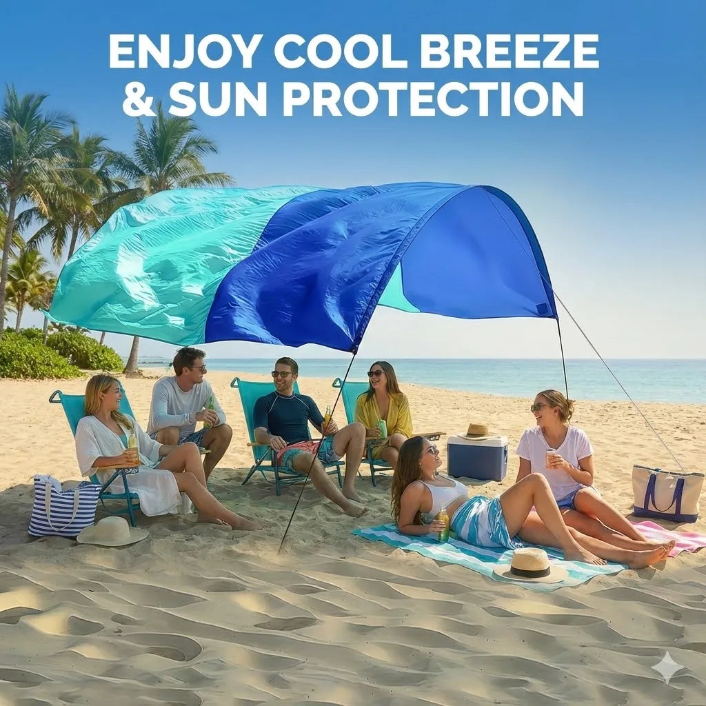 Wind-Resistant Beach Shade Tent 150 sq ft 