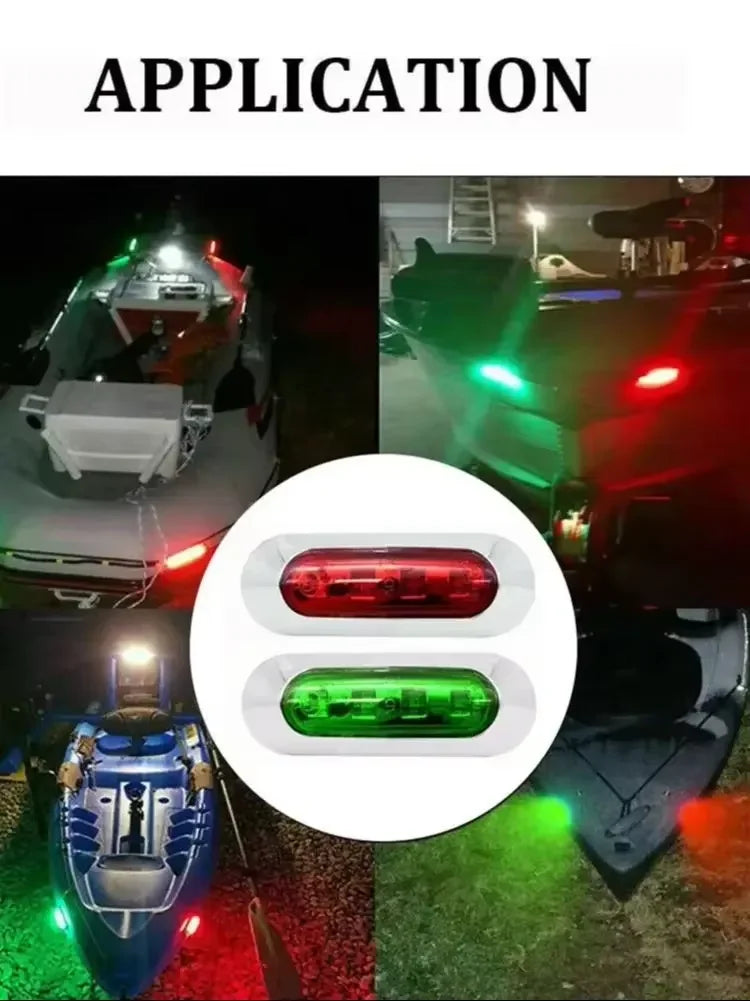 2Pcs Marine Navigation Lights Red Green LED