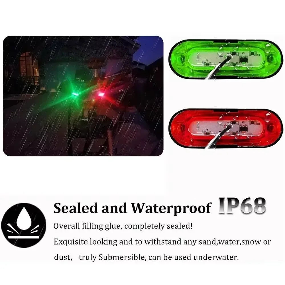 2Pcs Marine Navigation Lights Red Green LED