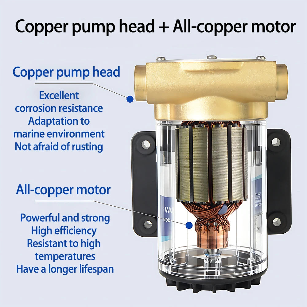 12V 24V DC 30L/min Self-Priming Copper Impeller Bilge Pump 