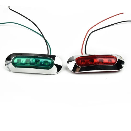 2Pcs Red Green LED Boat Navigation Light 12-24V Waterproof Sailing