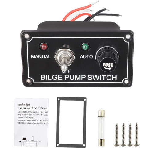 3 Positions Marine Bilge Pump Switch Panel DC 12V With Fuse LED for