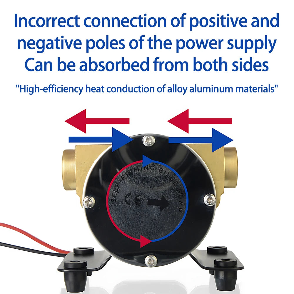12V 24V DC 30L/min Self-Priming Copper Impeller Bilge Pump 