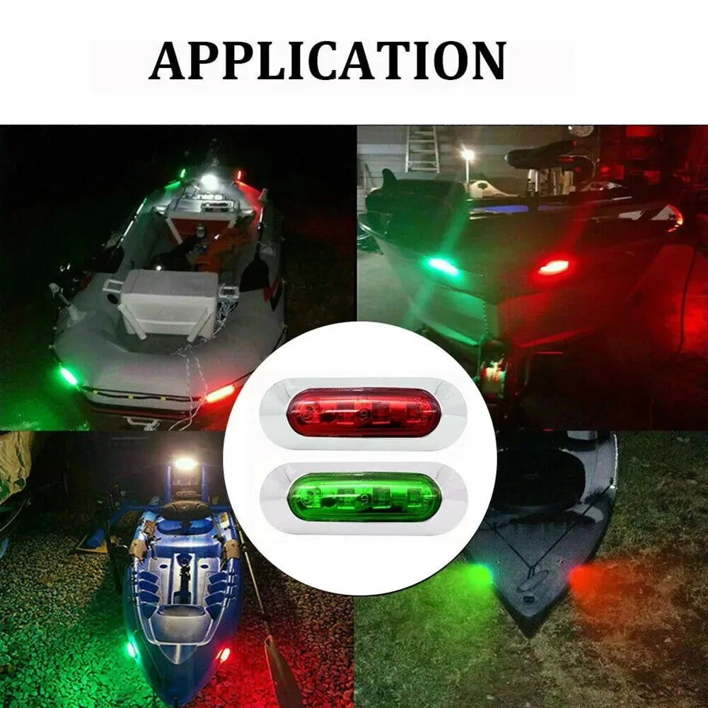 2Pcs Red Green LED Boat Navigation Light
