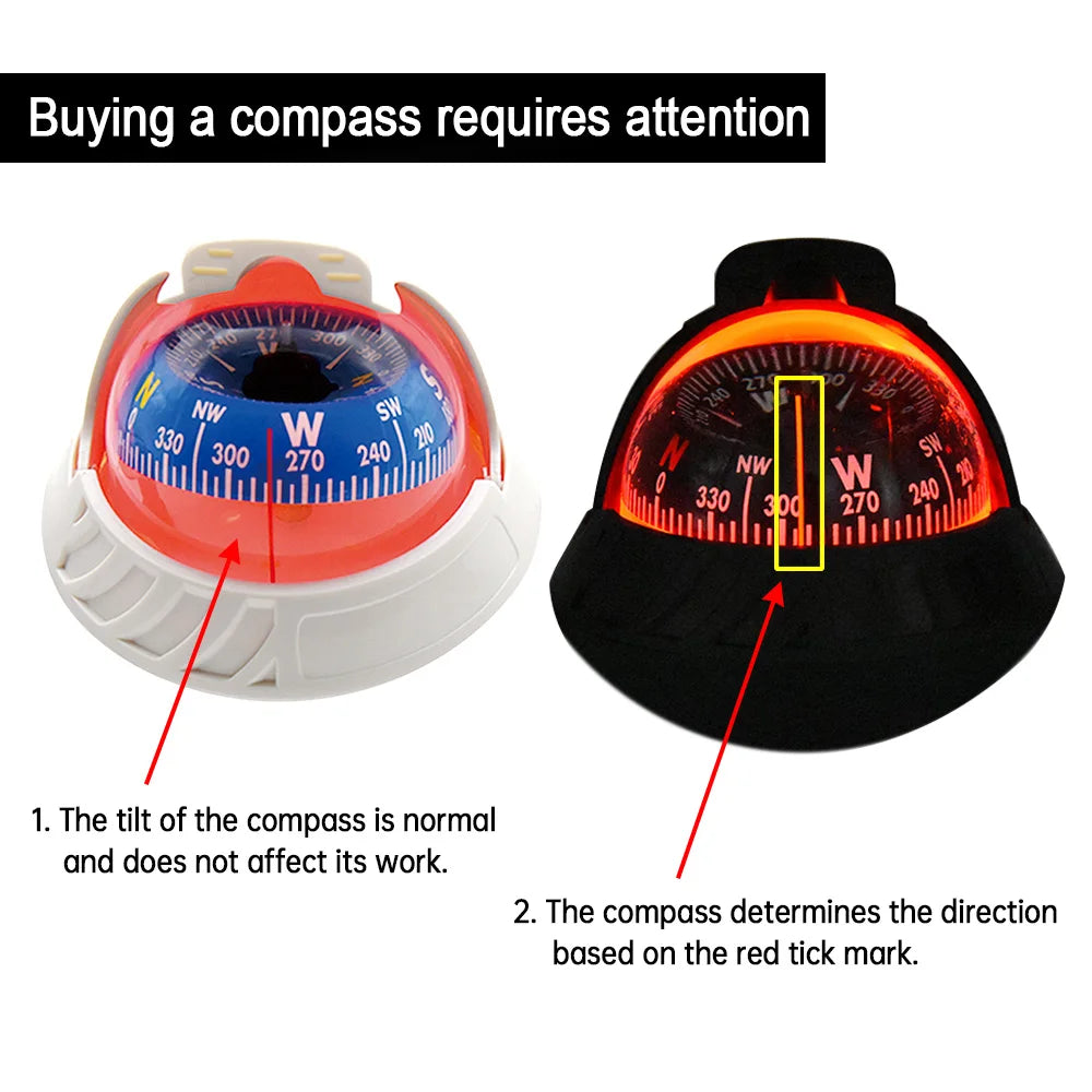 Waterproof Compass With Electronic LED Light Nautical