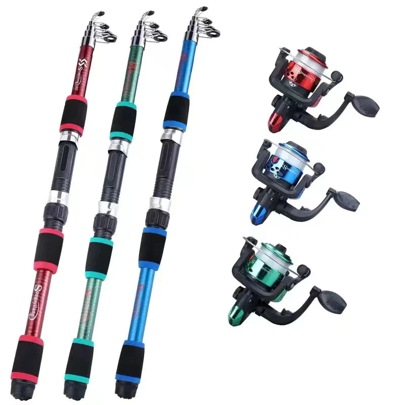Fishing Pole Set Kits With Telescopic Fishing Rod
