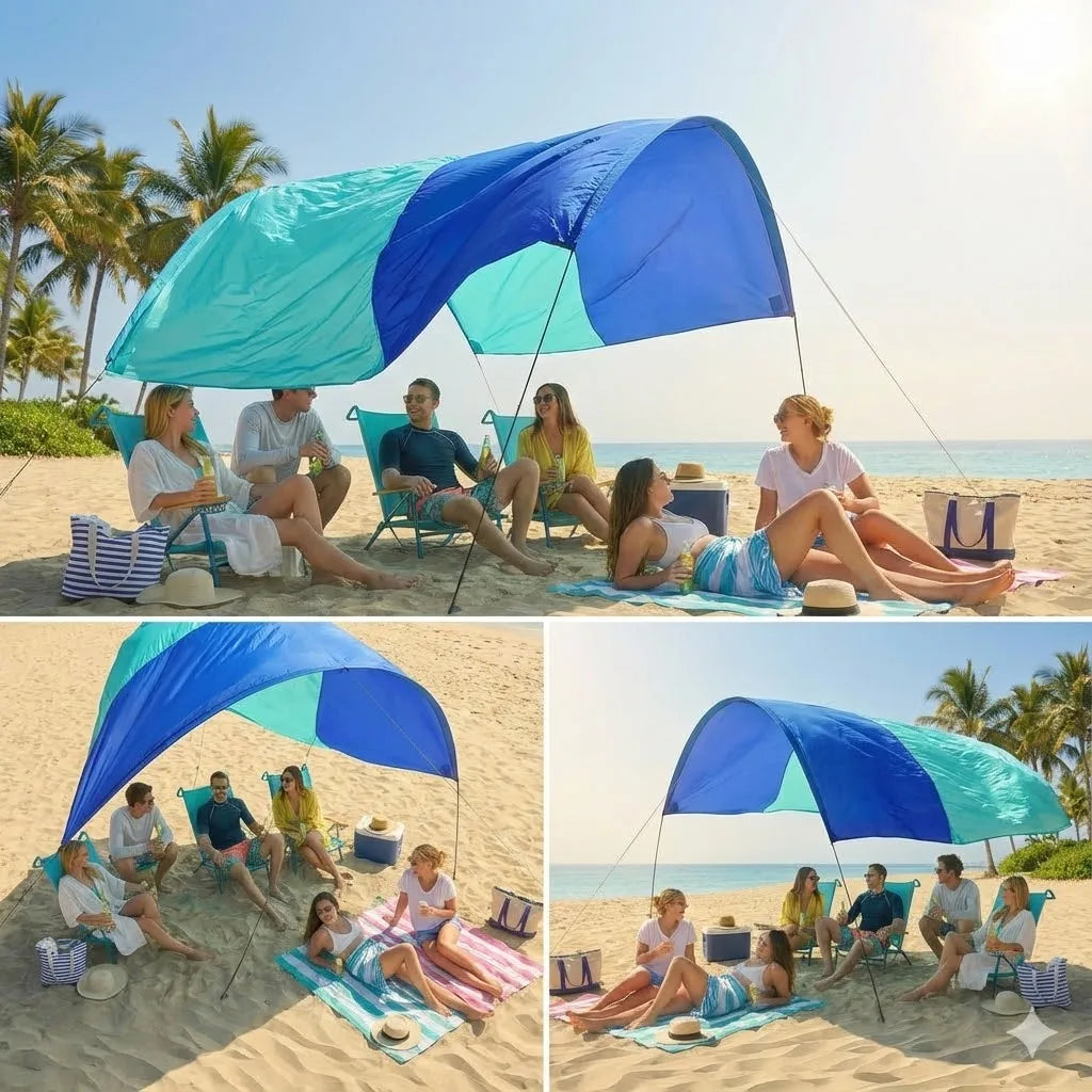 Wind-Resistant Beach Shade Tent 150 sq ft 