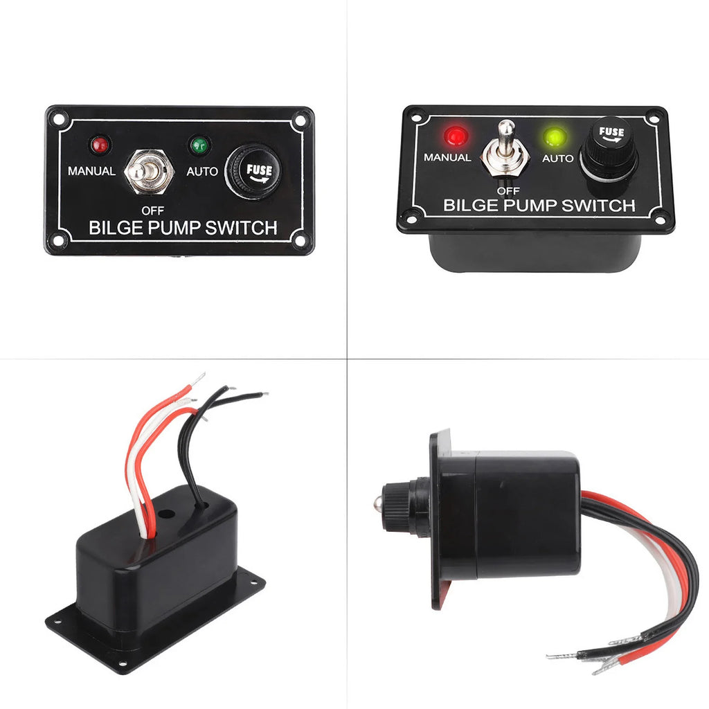 3 Positions Marine Bilge Pump Switch Panel DC 12V With Fuse LED for