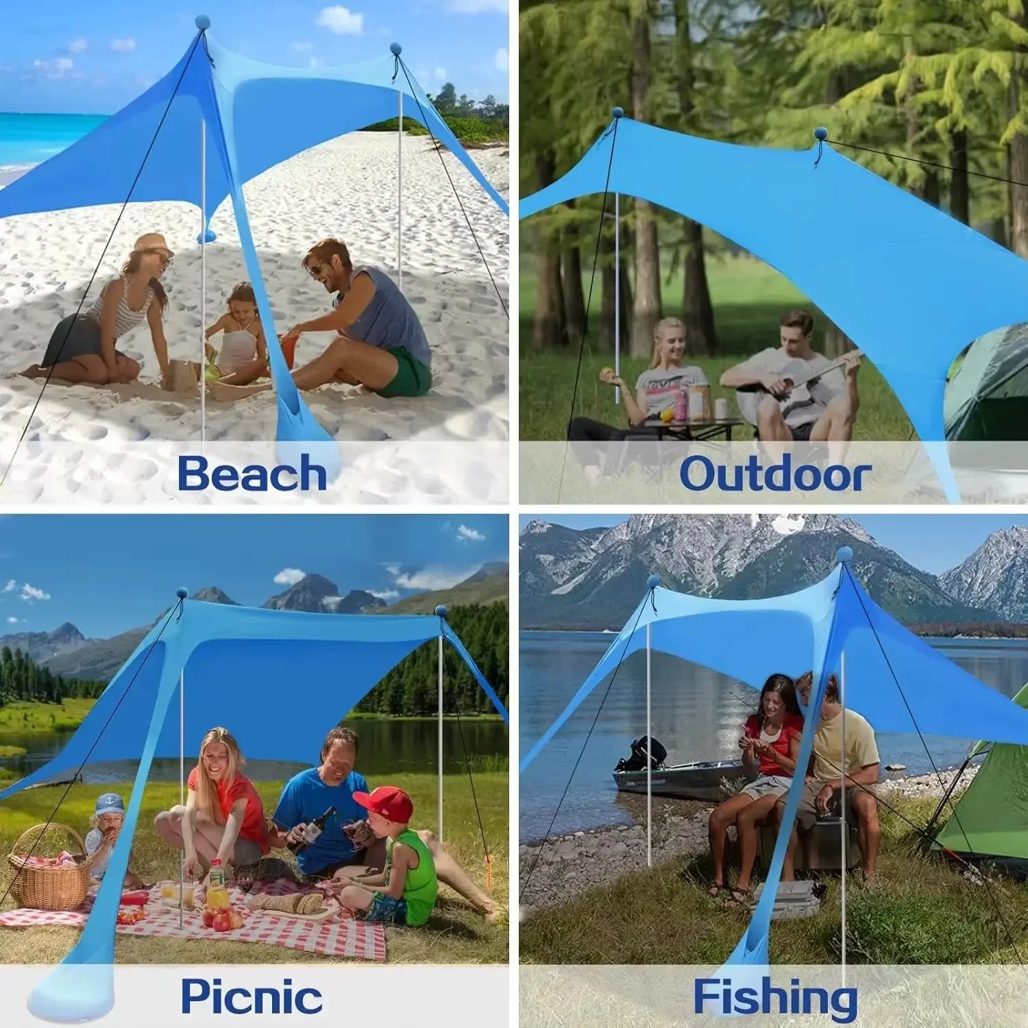 Windproof Awning Outdoor Beach Sun Shade UV