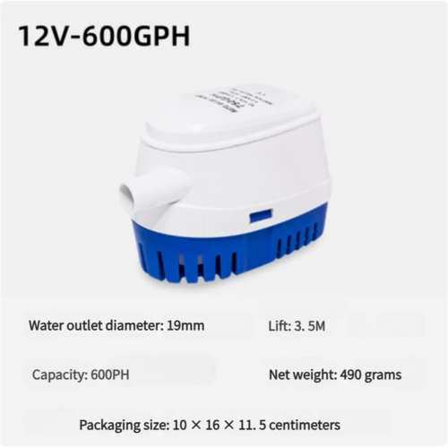 12V/24V Auto Bilge Pump 600-1100GPH Submersible for Marine Yacht Boat