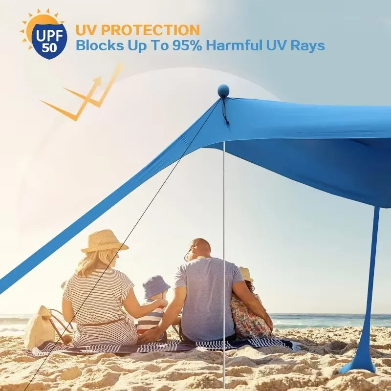 Windproof Awning Outdoor Beach Sun Shade UV