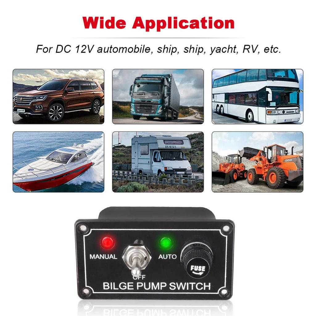 3 Positions Marine Bilge Pump Switch Panel DC 12V