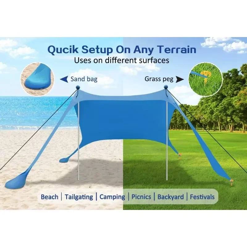 Windproof Awning Outdoor Beach Sun Shade UV