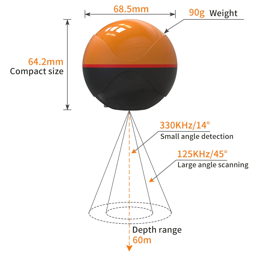  F68 Wireless Fish Finder Depth Echo Sounder Dual Frequency