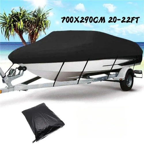 Black Boat Cover Anti-UV Waterproof Outdoor Protection Heavy Duty