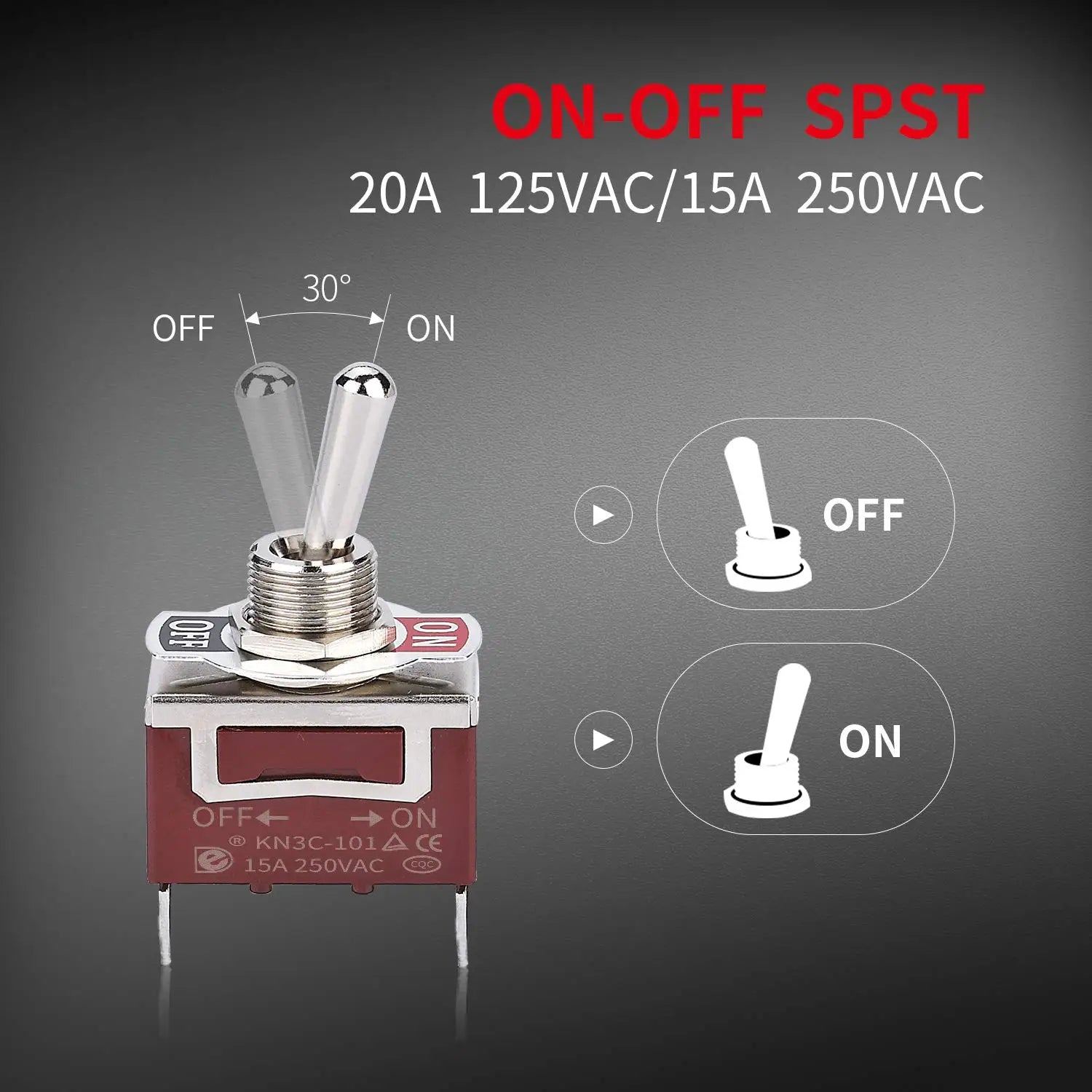 2PCS SPST Waterproof Toggle Switch 12V 