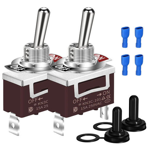 2PCS SPST Waterproof Toggle Switch 12V DC 30A 125VAC 20A Marine Heavy