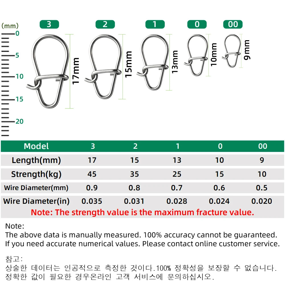 100X Fishing Hook Snap Pin 304 Stainless Steel
