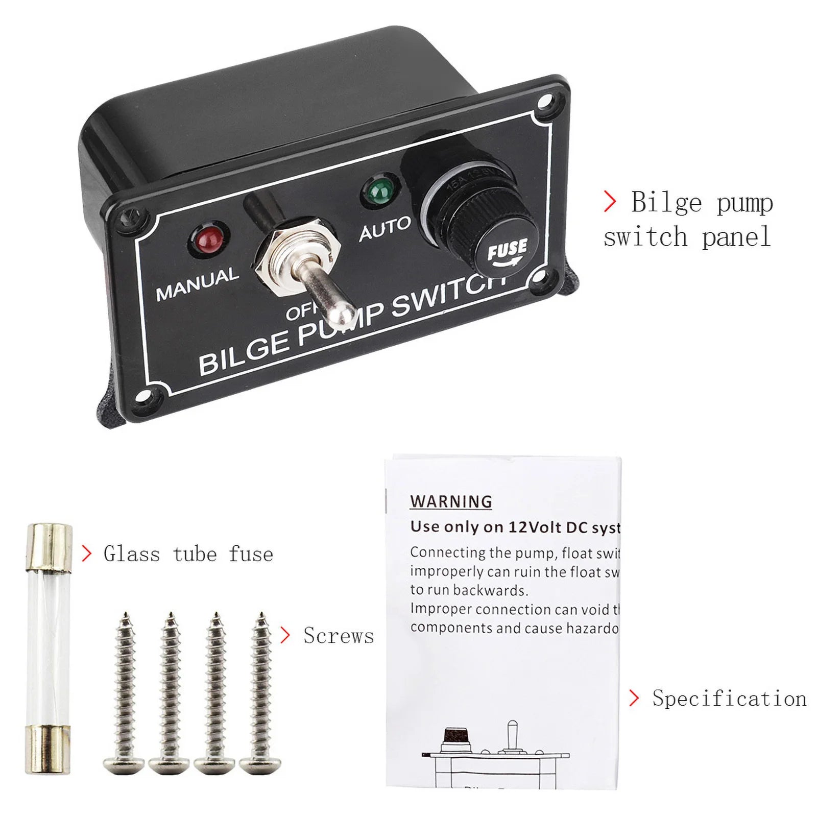 3 Positions Marine Bilge Pump Switch Panel DC 12V