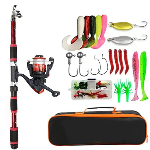 Fishing Pole Set Kits With Telescopic Fishing Rod