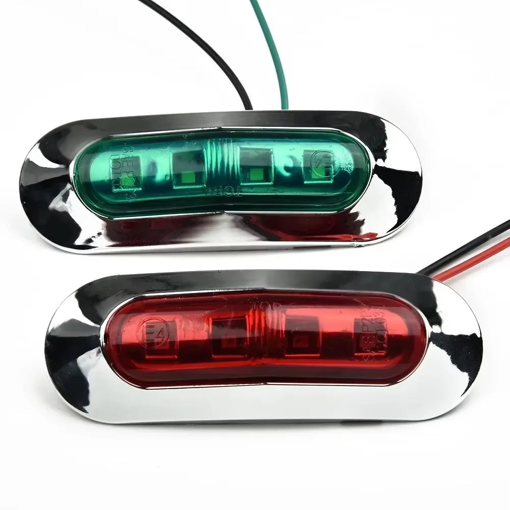 2Pcs Marine Navigation Lights Red Green LED