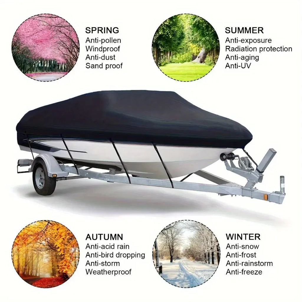 Black Boat Cover Anti-UV Waterproof Outdoor Protection Heavy Duty