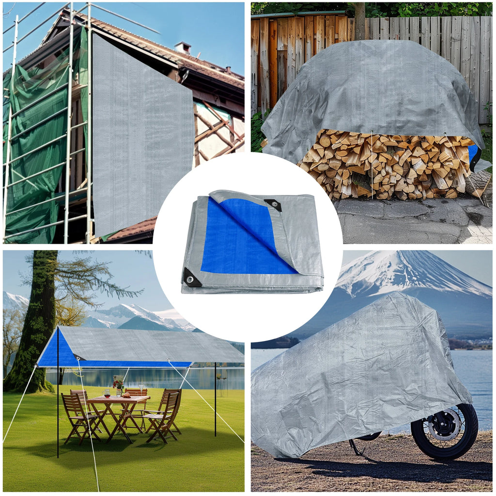  Waterproof Tarp Thick Tarpaulin Ideal for Canopy Tents Boats RV