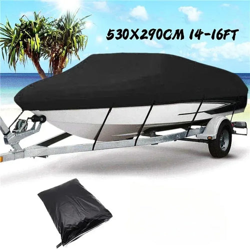 Black Boat Cover Anti-UV Waterproof Outdoor Protection Heavy Duty