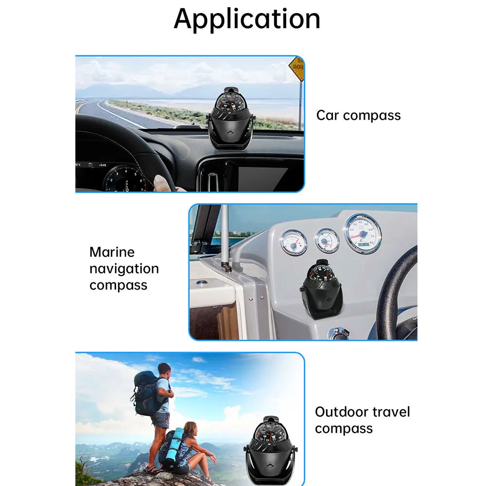 Waterproof Compass With Electronic LED Light Nautical