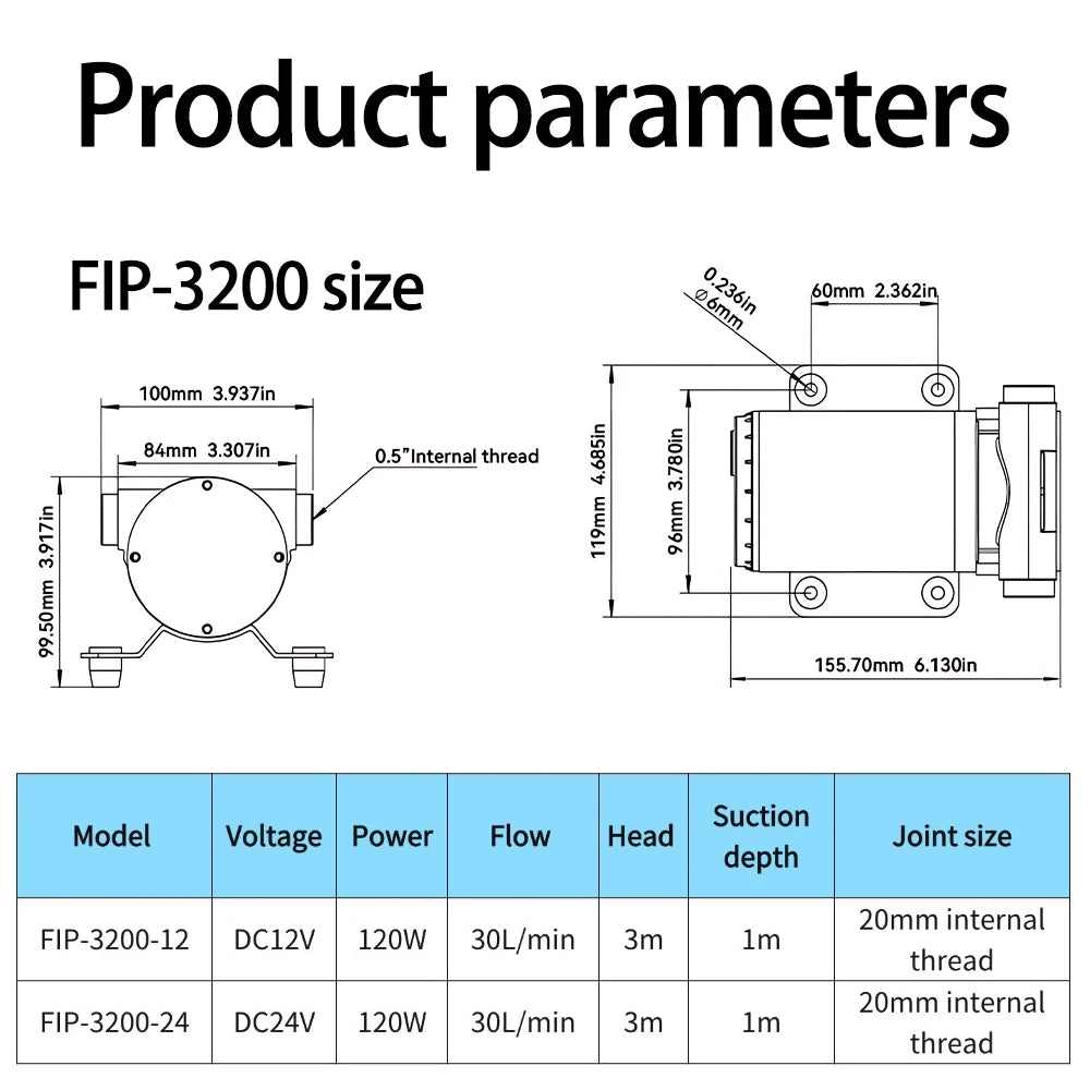 12V 24V DC 30L/min Self-Priming Copper Impeller Bilge Pump 