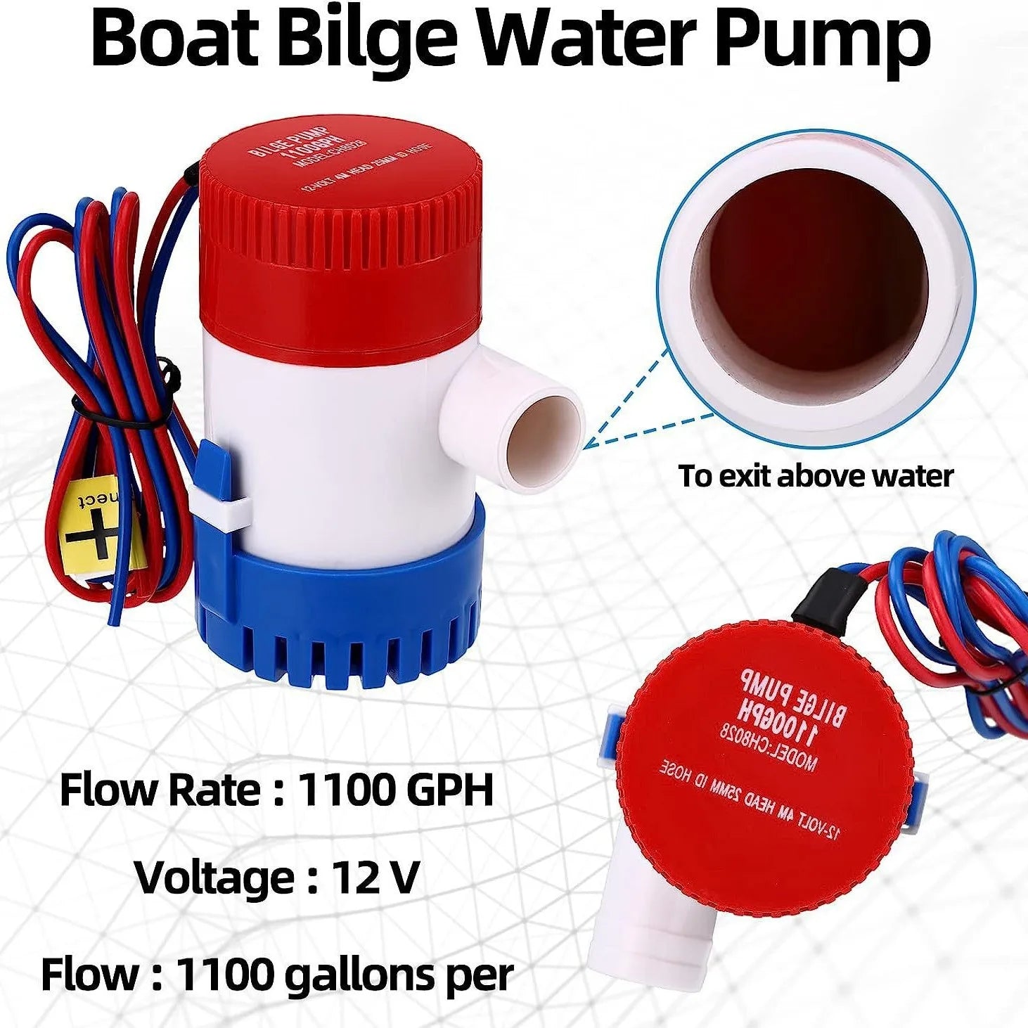 Hot 12V Vacuum Water Pump Submersible Marine Boat Bilge Pump 1100GPH