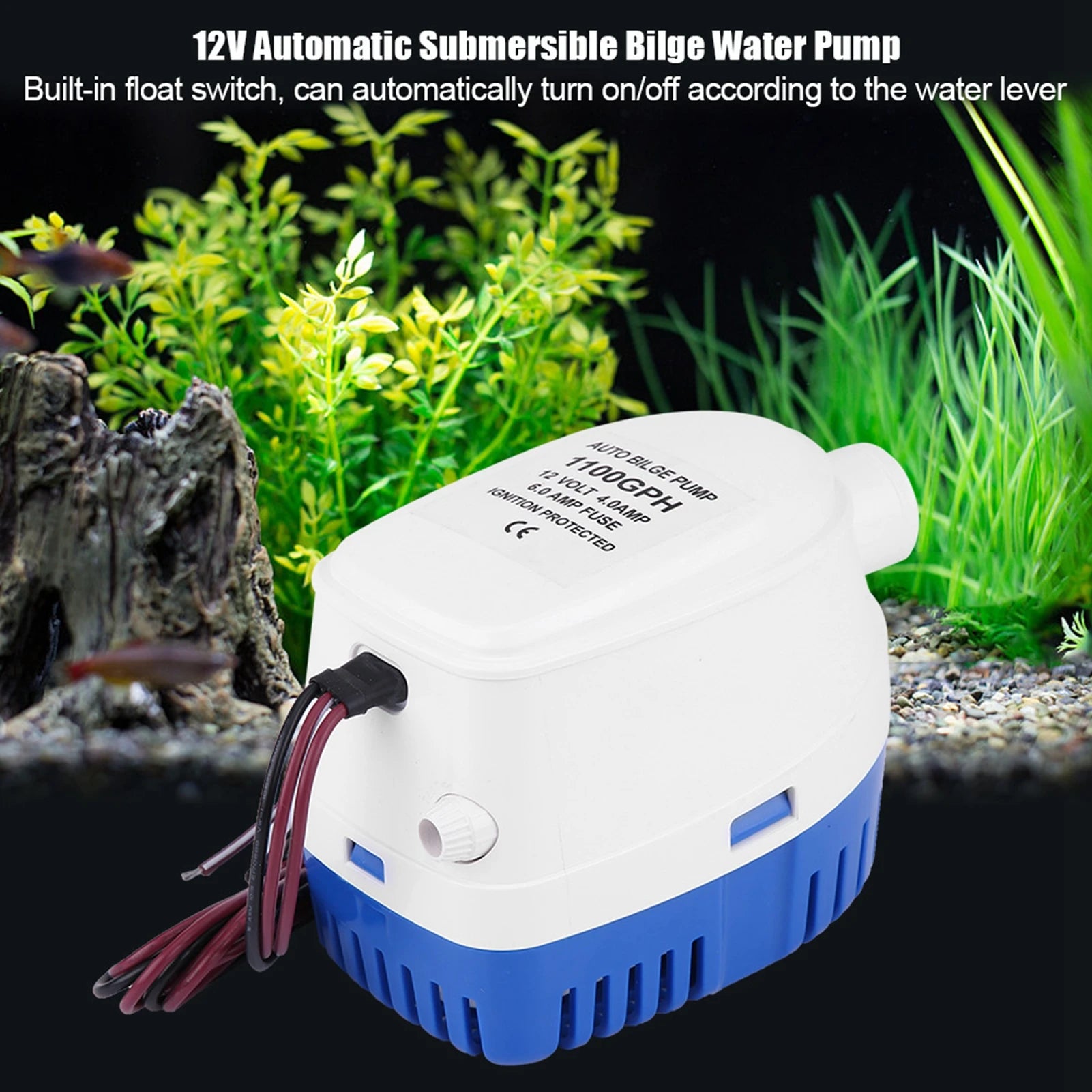 1100GPH Boat 12V Marine Automatic Submersible Bilge Water Pump
