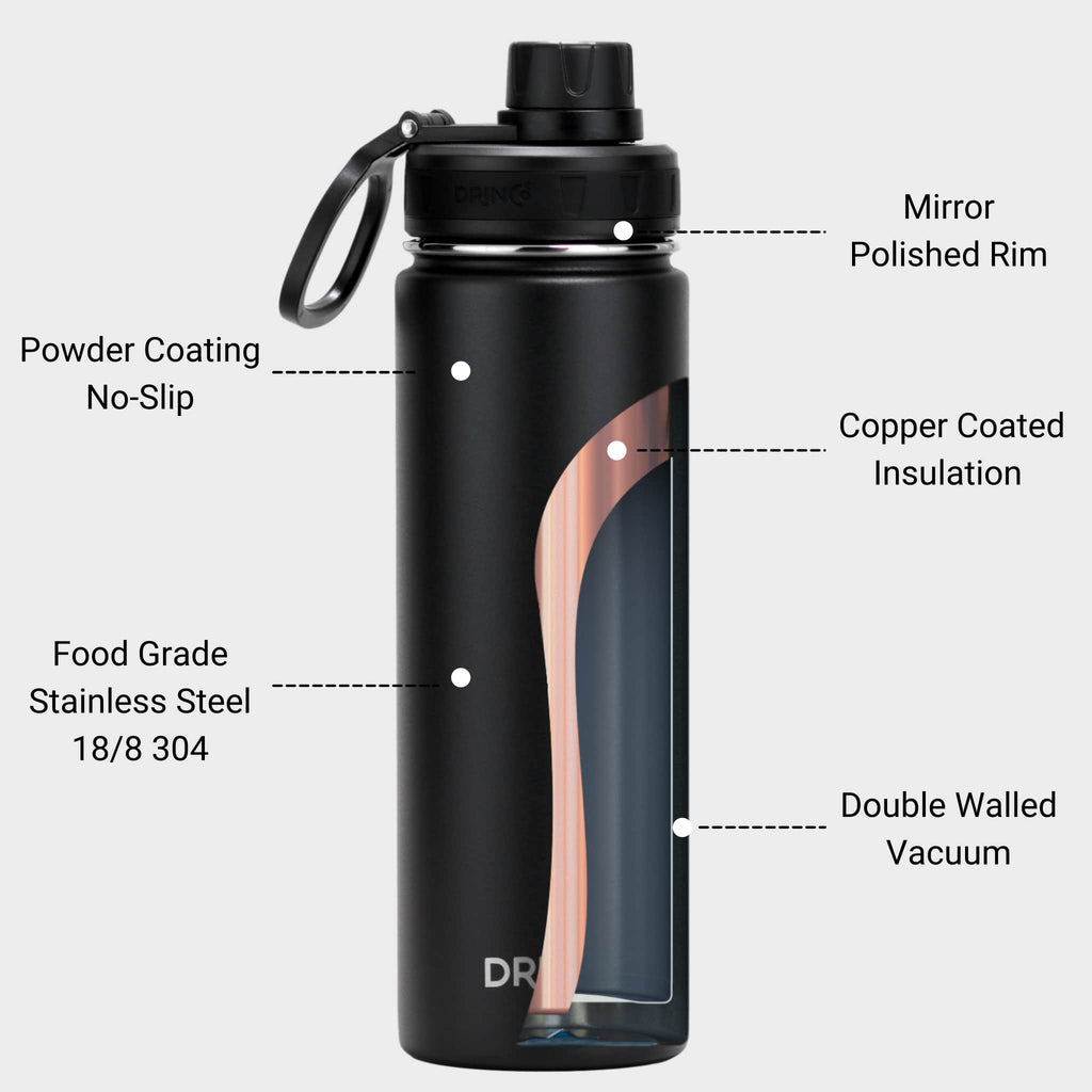 22oz Stainless Steel Sport Water Bottle